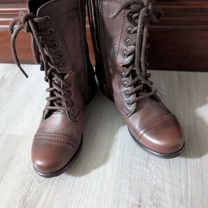Steve Madden Chocolate Lace-Up Combat Boots
